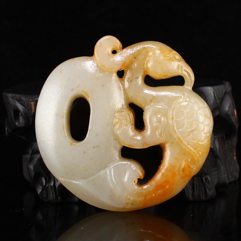 Vintage Chinese Hetian Jade Phoenix Pendant (1 of 6)