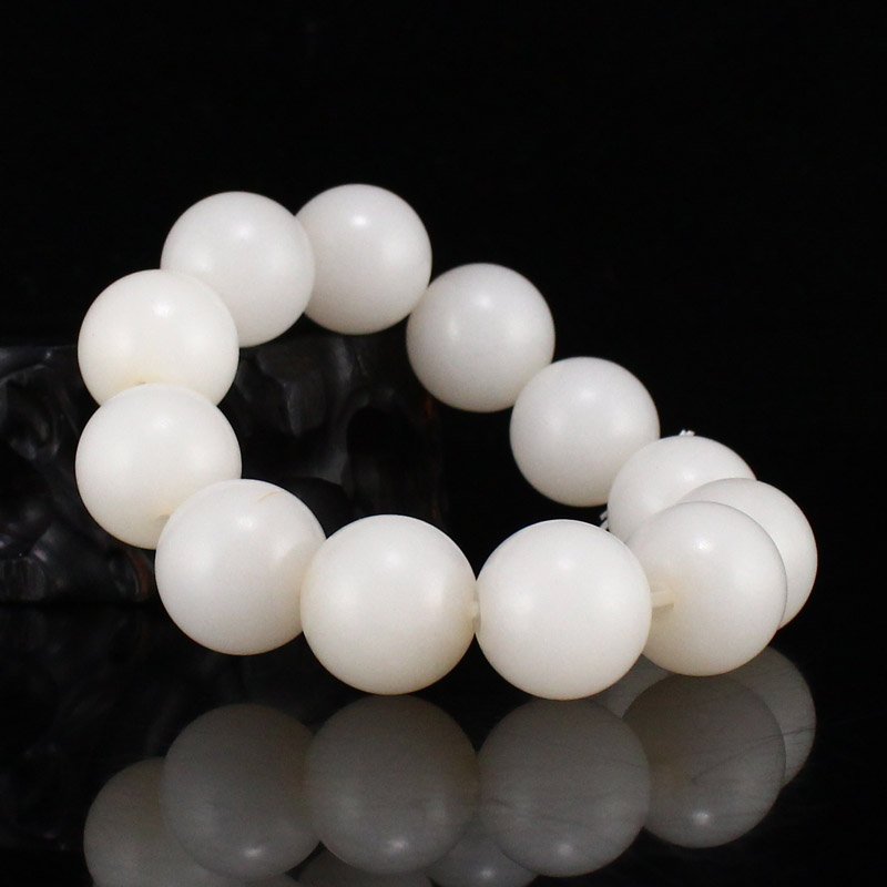 Vintage Chinese White Hetian Jade Beads Bracelet (1 of 7)