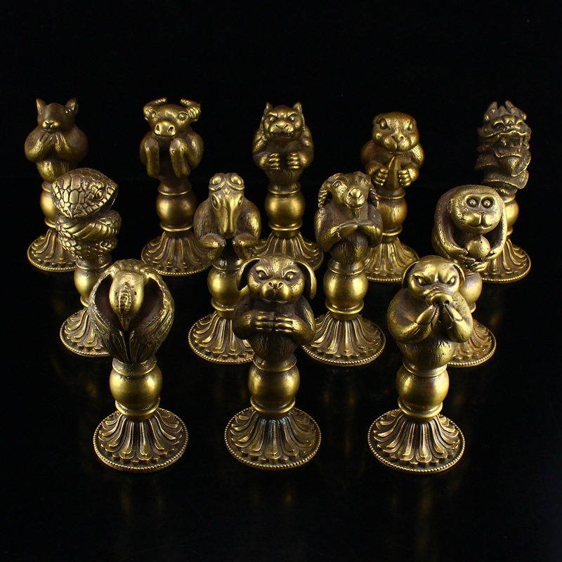 Chinese Brass 12 Zodiacs Statue (1 of 13)