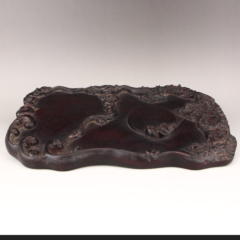 Vintage Chinese Zitan Wood Inkstone - Dragon: Vintage Chinese Zitan Wood Inkstone - Dragon Dimension: 285 x 170 x 20(mm)11.22 x 6.69 x 0.79(inches) Weight: 1.64 lbs/746 g