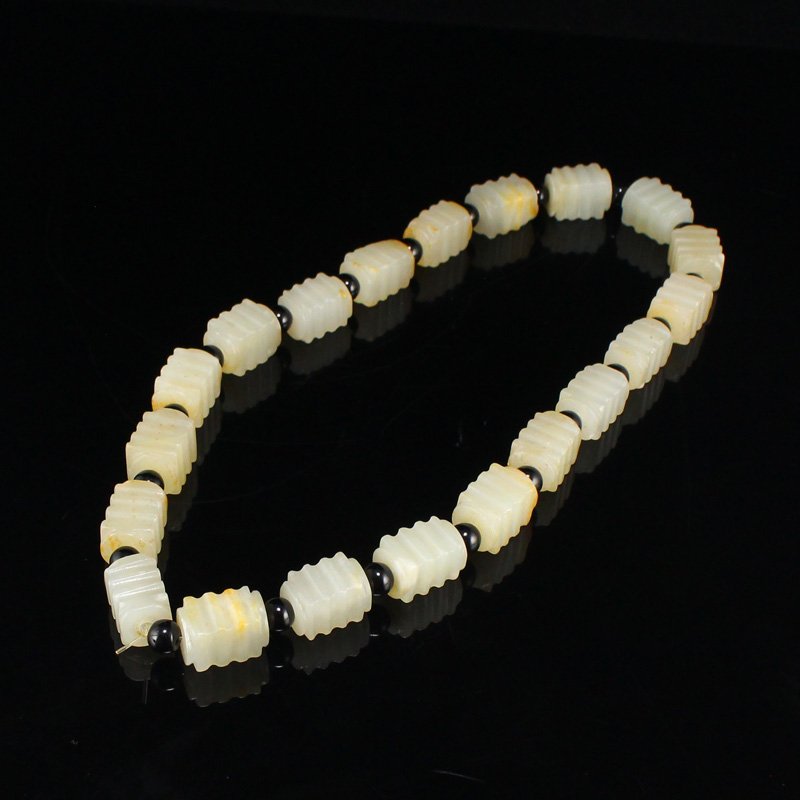 Vintage Chinese Hetian Jade Lucky Beads Necklace (1 of 6)