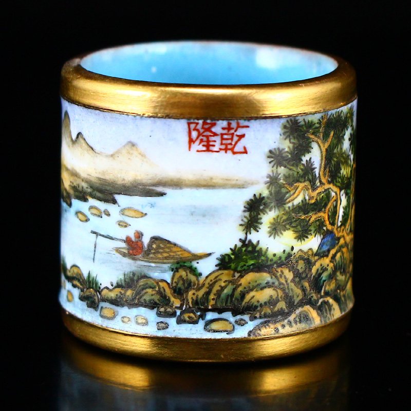 Chinese Qing Dy Gilt Edge Red Copper Enamel Thumb Ring (1 of 7)