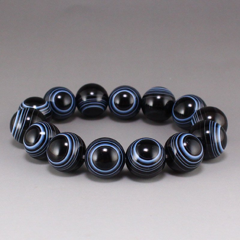 Chinese Natural Black White Agate Beads Bracelet (1 of 7)