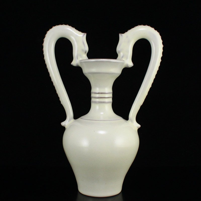 Vintage Ru Kiln White Glaze Double Dragon Ears Vase (1 of 9)