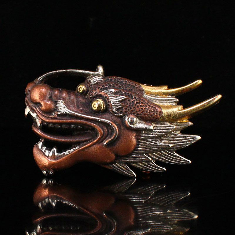 Silver Gilt Gold Bronze Dragon Head Belt Buckle (1 of 6)