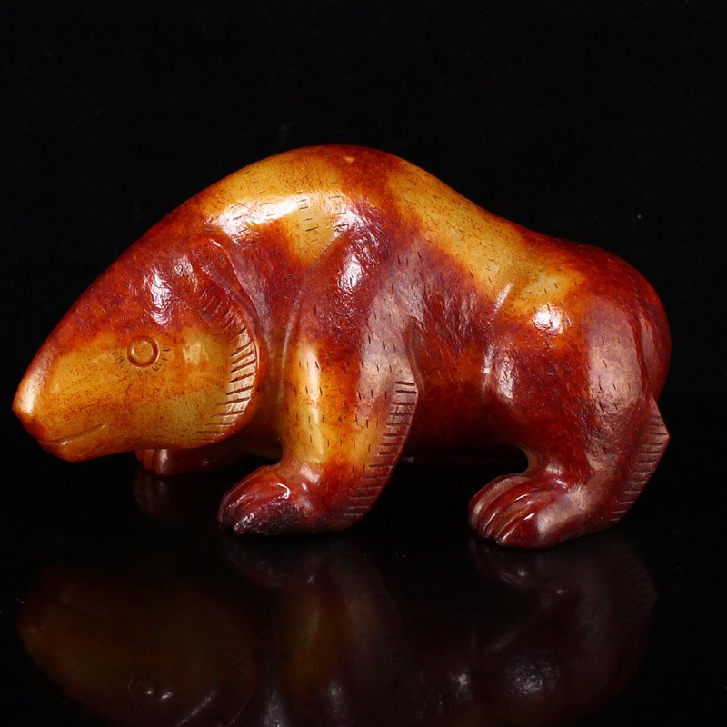 Vintage Chinese Hetian Jade Bear Statue (1 of 8)