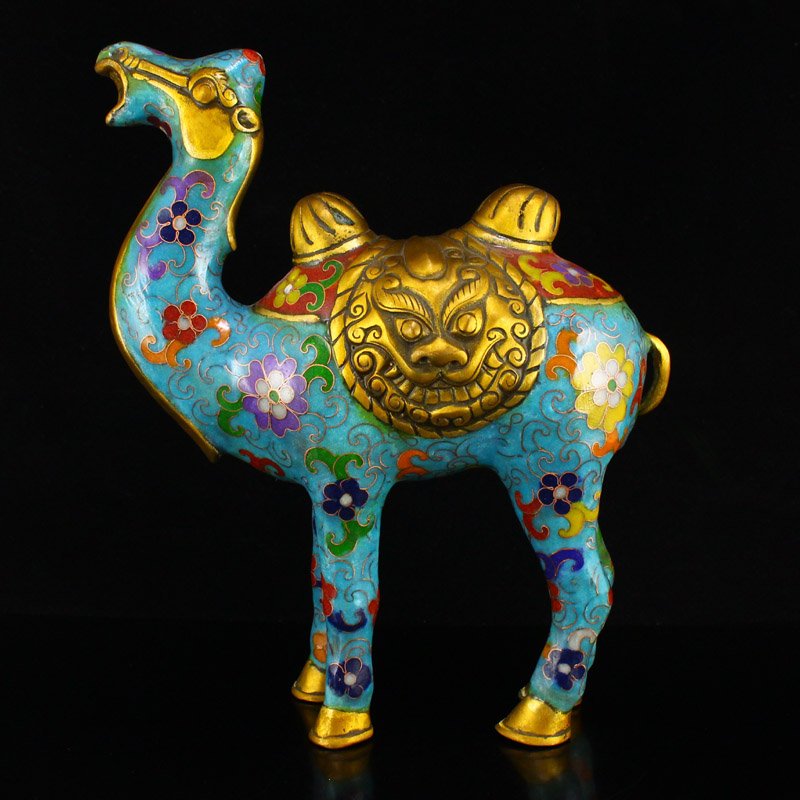 Qing Dy Gilt Gold Red Copper Cloisonne Camel Statue (1 of 9)