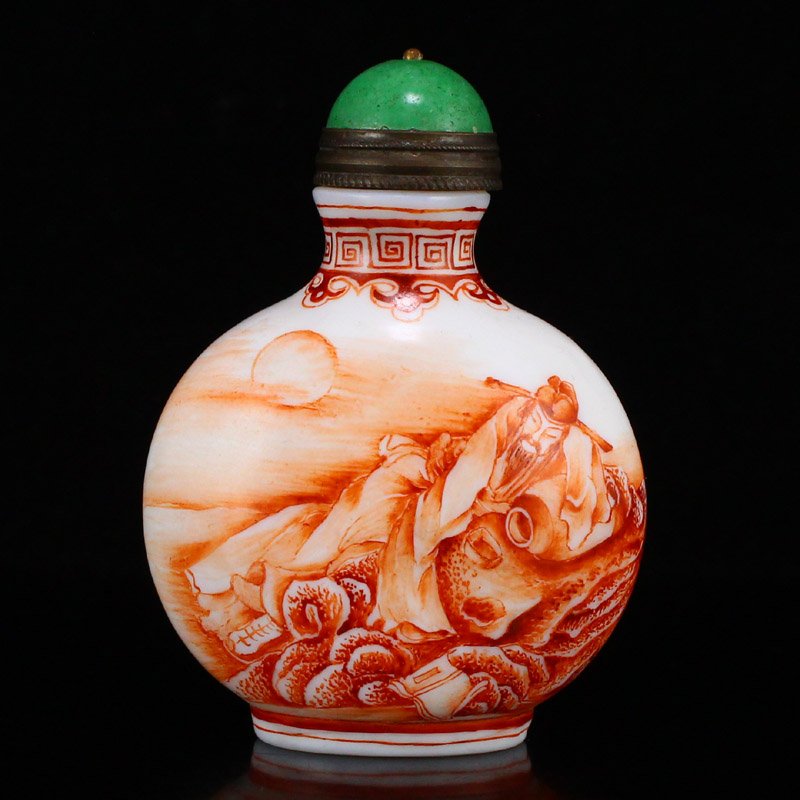 Chinese Peking Glass Figure Poetic Prose Snuff Bottle (1 of 8)