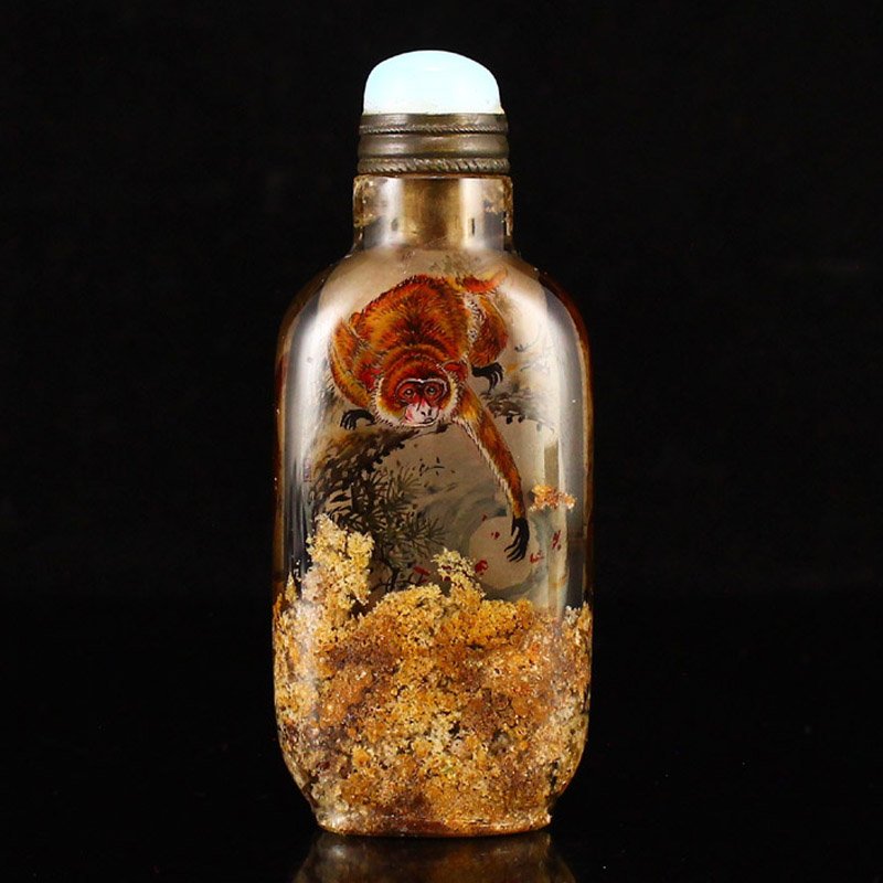 Qing Dy Crystal Inside Painting Monkey Snuff Bottle (1 of 9)