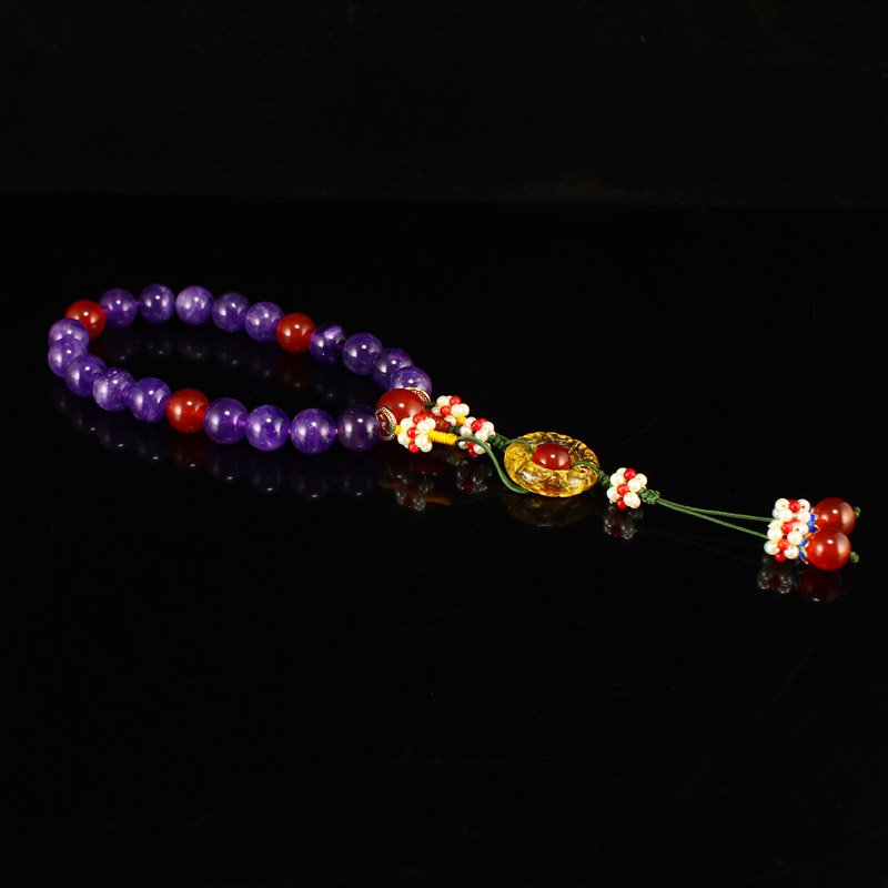 Vintage Chinese Amethyst & Agate Beads Prayer Bracelet (1 of 9)