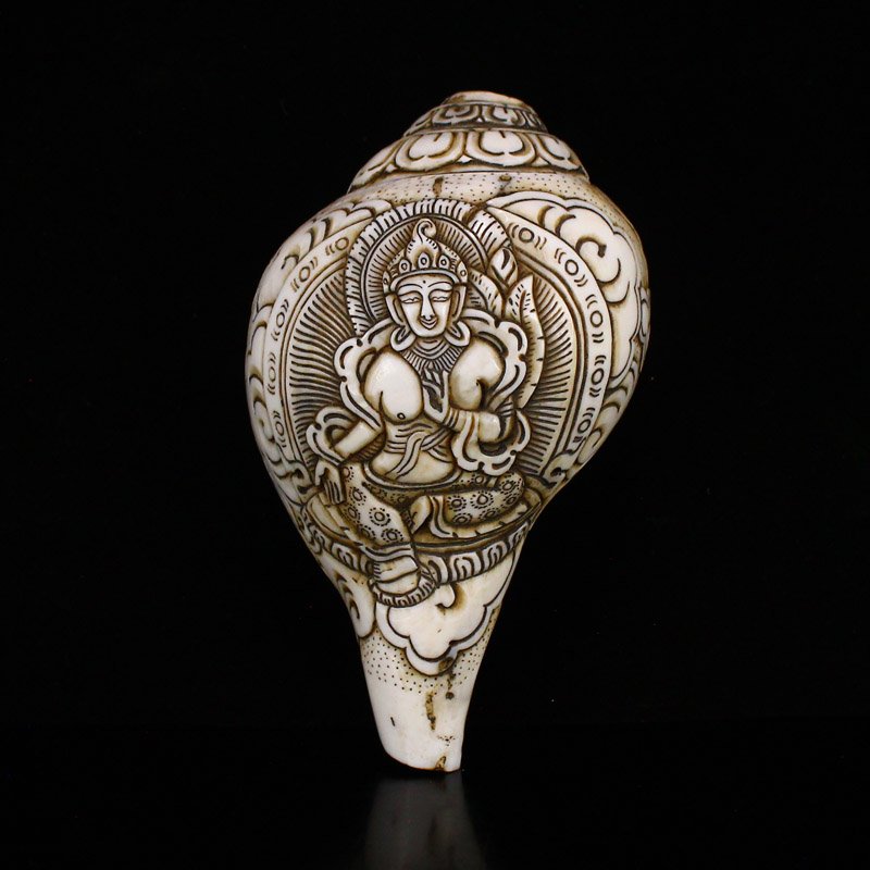 Vintage Tibetan Buddhism Conch Prayer Trumpet (1 of 7)