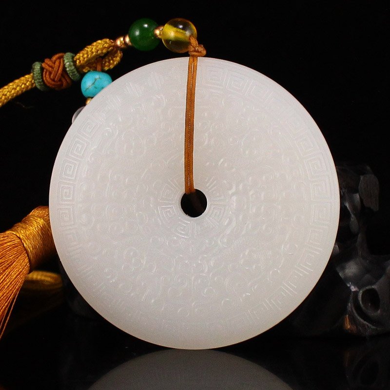 Chinese White Hetian Jade Ruyi Design Lucky Pendant (1 of 7)