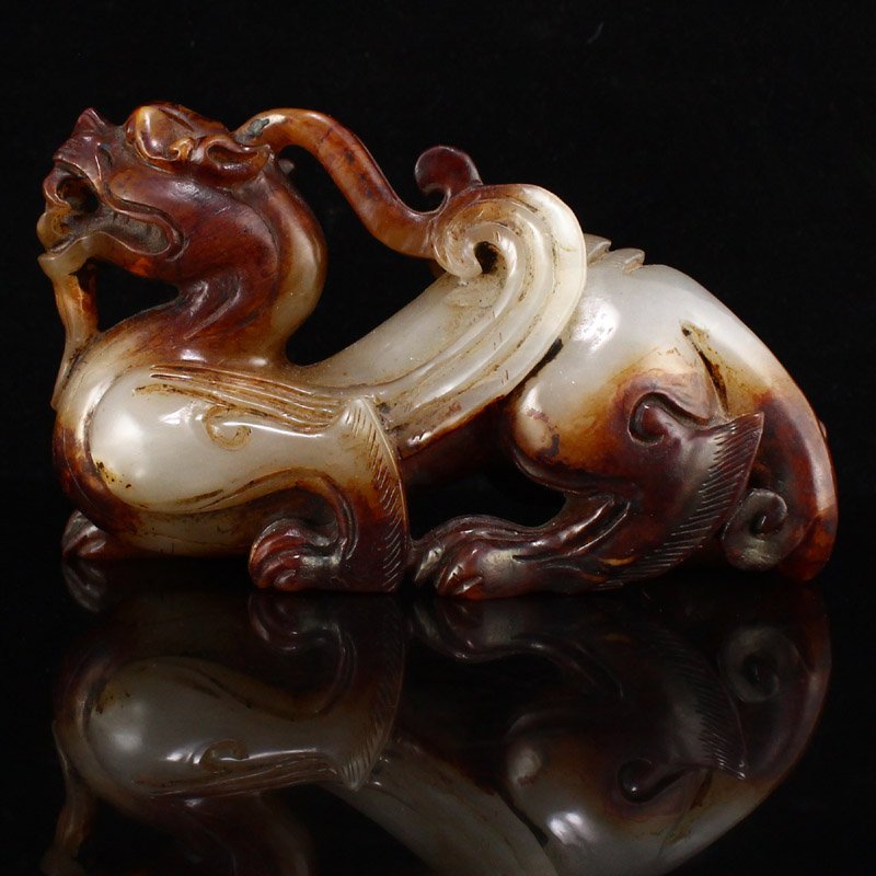Vintage Chinese Hetian Jade Fortune Beast Statue (1 of 8)