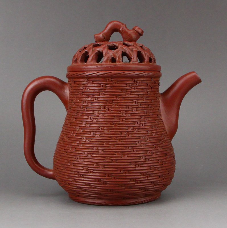 Chinese Yixing Zisha Clay Bamboo Weaving Design Teapot (1 of 8)