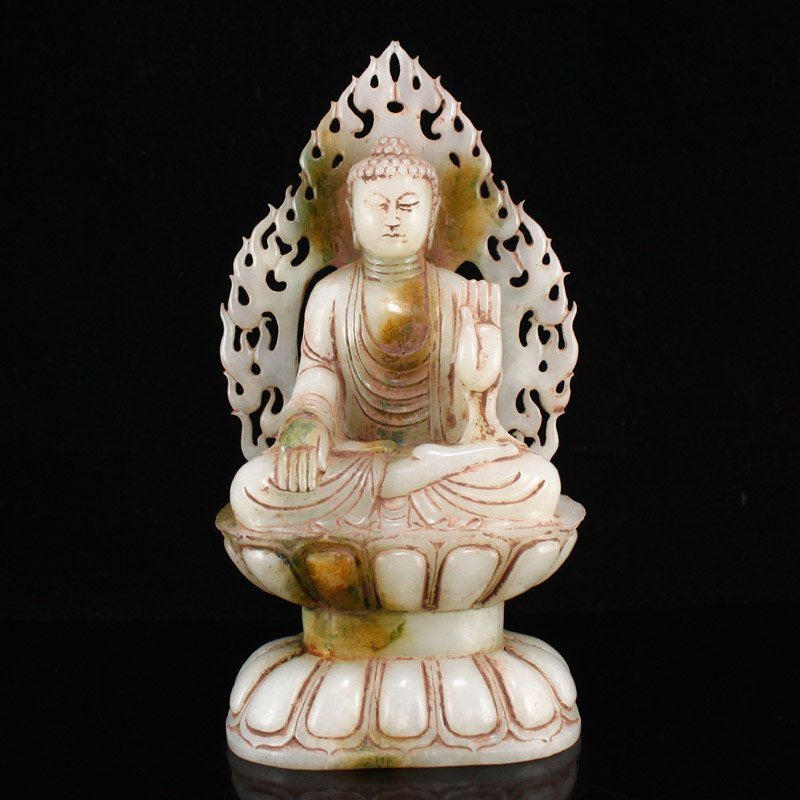 Superb Chinese Hetian Jade Siddhartha Buddha Statue (1 of 7)
