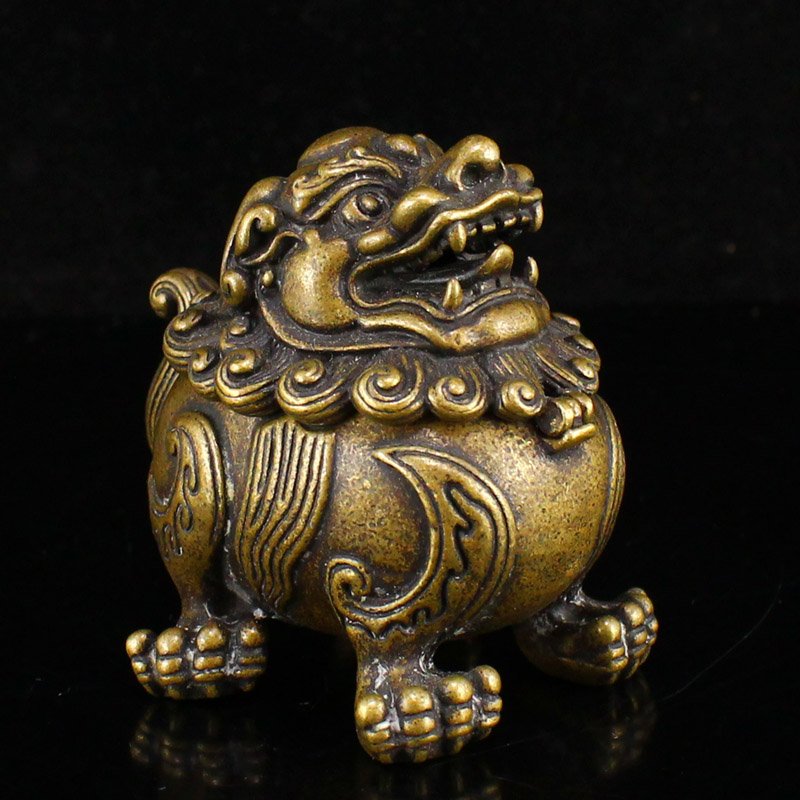 Chinese Brass Lucky Lion Small Incense Burner (1 of 7)