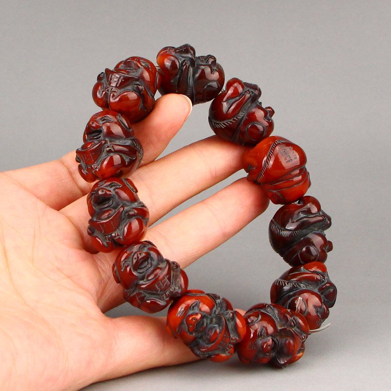 Vintage Chinese Ox Horn Fortune Pig Bracelet (1 of 8)