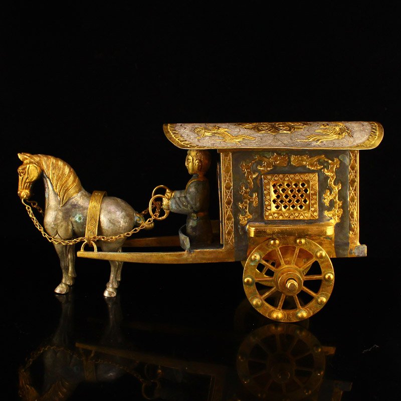 Superb Silver Gilt Gold Figure & Carriage Statue (1 of 10)