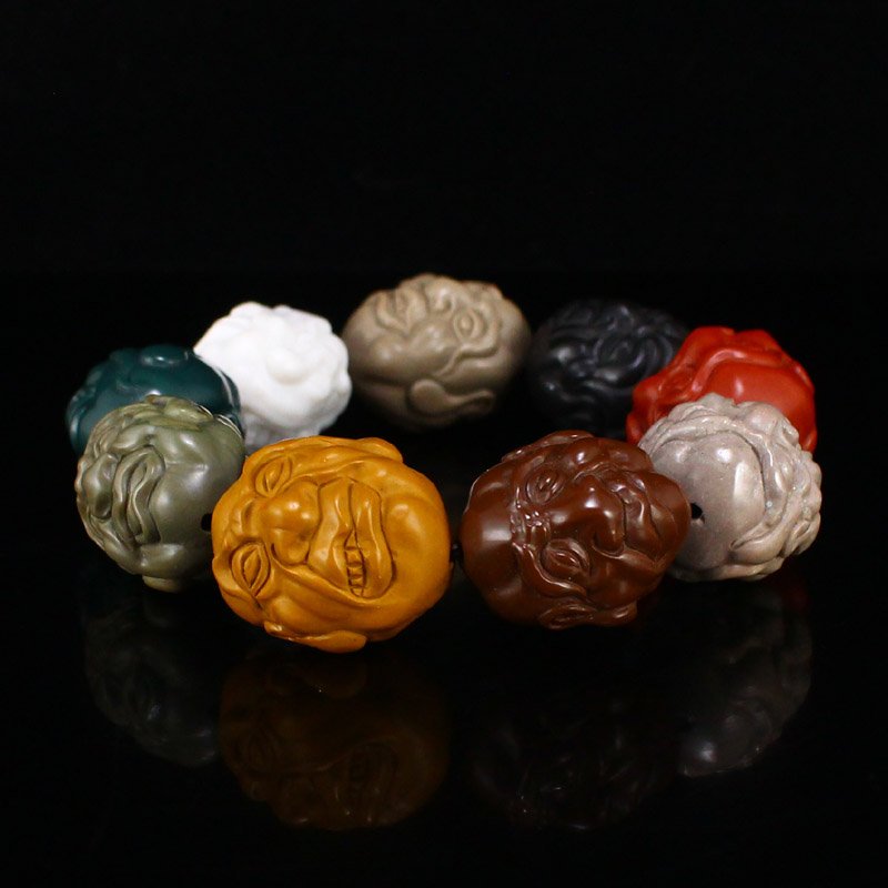 Natural Alashan Agate Buddhism Arhat Head Bracelet (1 of 7)