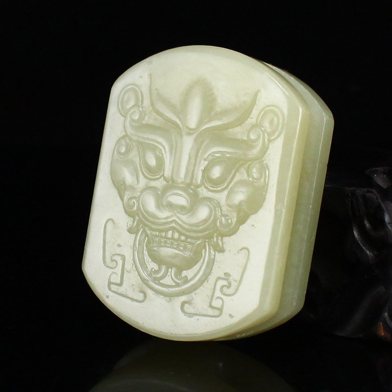 Chinese Natural Hetian Jade Lucky Beast Belt Buckle (1 of 7)