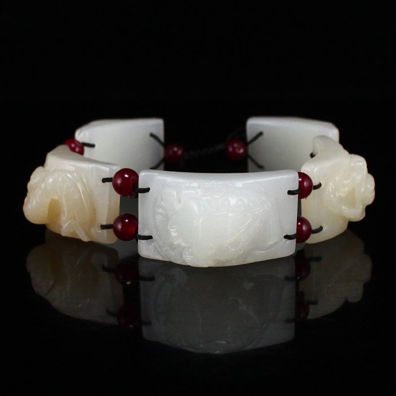Chinese Natural Hetian Jade Bracelet w Certificate (1 of 8)