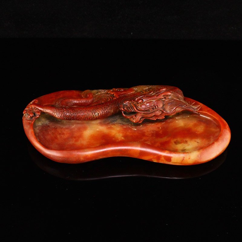 Old Chinese Shoushan Stone Fortune Dragon Inkstone (1 of 8)