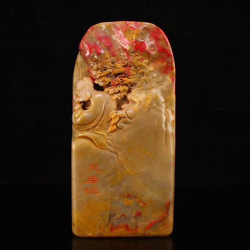 Superb Chinese Natural Chicken Bloodstone Dharma Seal: Superb Chinese Natural Chicken Bloodstone Dharma Seal Dimension: 110 x 38 x 53 (mm) 4.33 x 1.5 x 2.09(inches) Weight: 1.23 lbs/556 g
