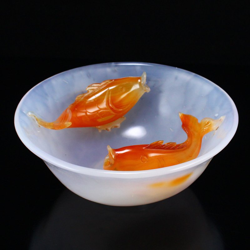 Chinese Natural Agate Double Fish Bowl (1 of 12)