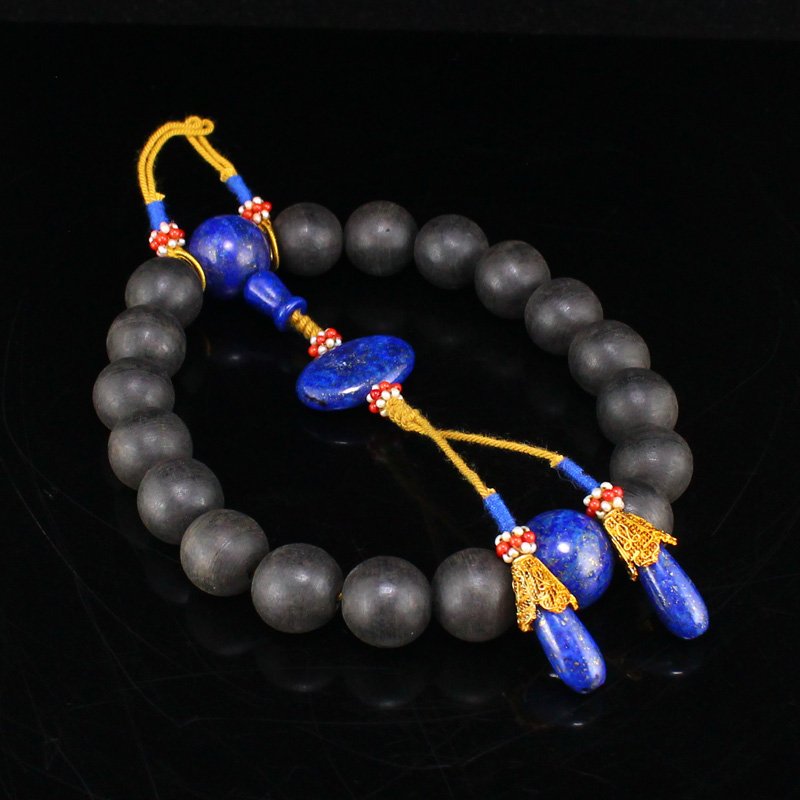 Chenxiang Wood & Lapis Lazuli Beads Prayer Bracelet (1 of 7)