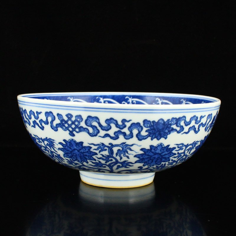 Silver-plated Blue And White Porcelain Heart Sutra Bowl (1 of 9)