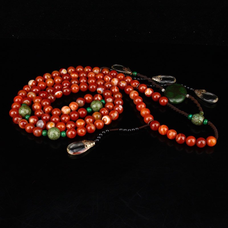Qing Dy Agate & Crystal Beads Court Officials Necklace (1 of 9)