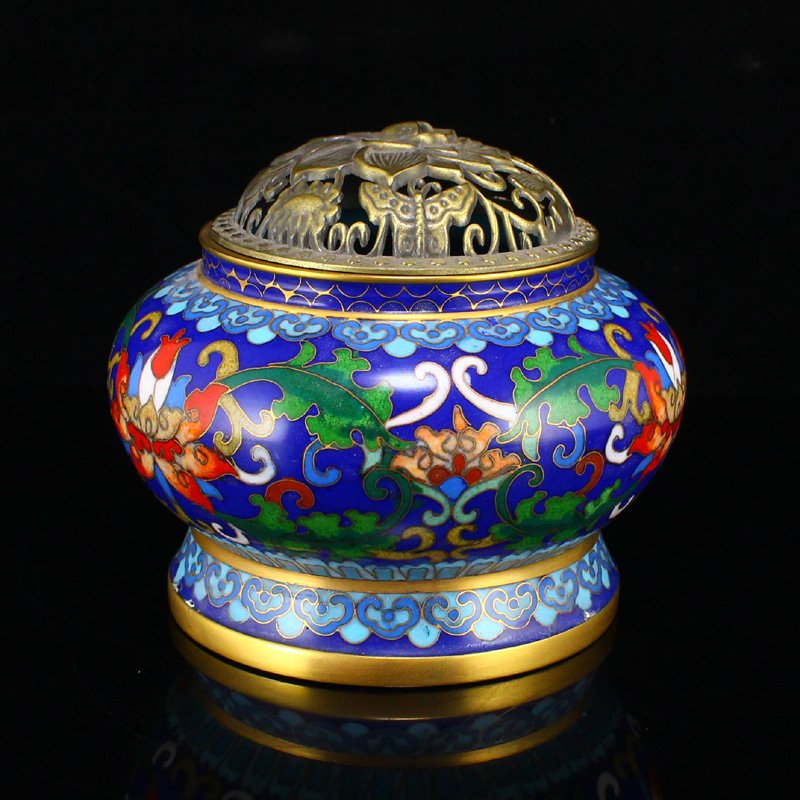 Openwork Gilt Gold Bronze Cloisonne Incense Burner (1 of 7)