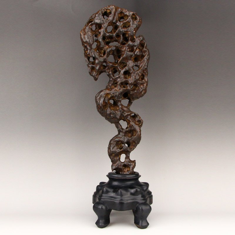 Openwork Chinese Lingbi Stone Original Stone Statue (1 of 7)