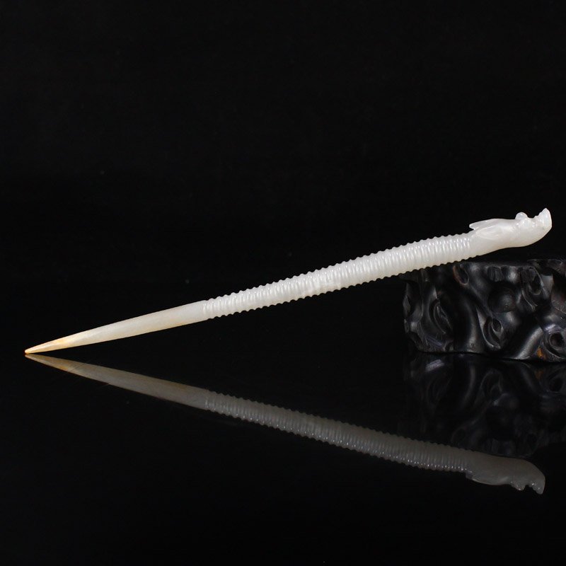 Chinese Hetian Jade Beast Head Hairpin (1 of 6)