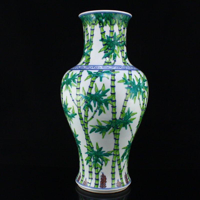 Chinese Famille Rose Bamboo Design Porcelain Vase (1 of 7)