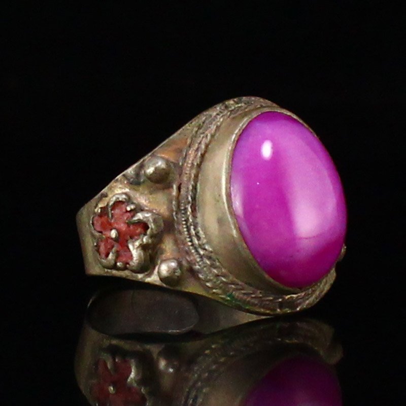 Vintage Pure Silver Inlay Amethyst Ring (1 of 6)