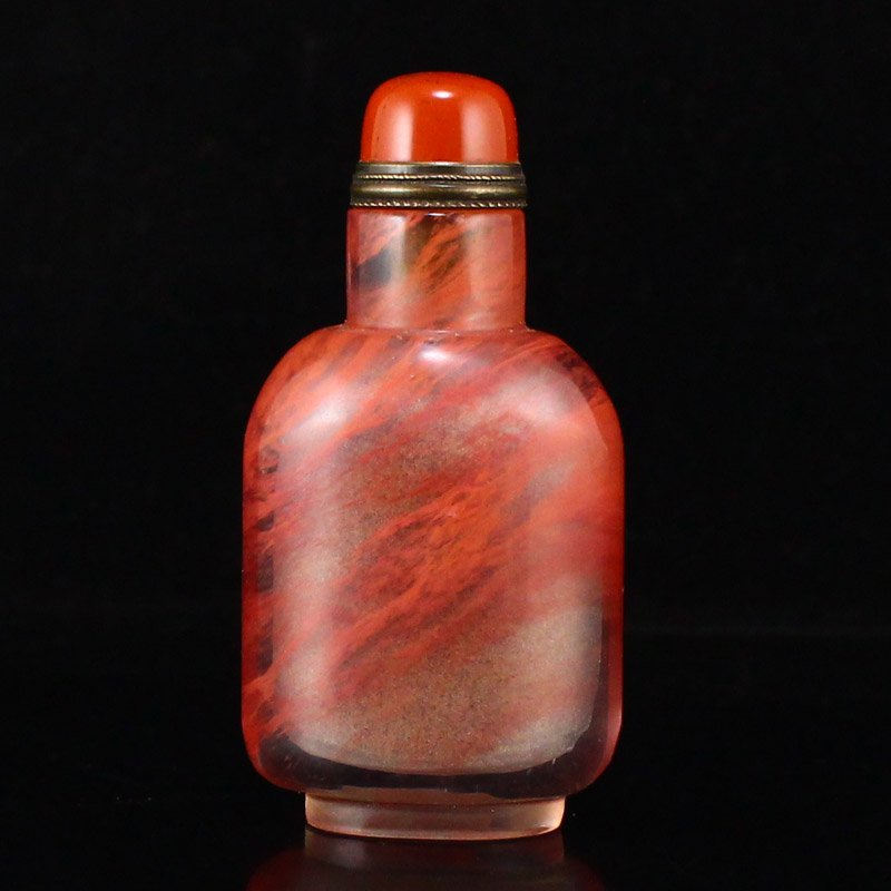 Beautiful Red Crystal Snuff Bottle w Red Agate Stopper (1 of 7)