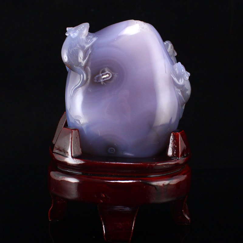 Chinese Natural Shuidan Agate Fortune Mouse Statue (1 of 7)