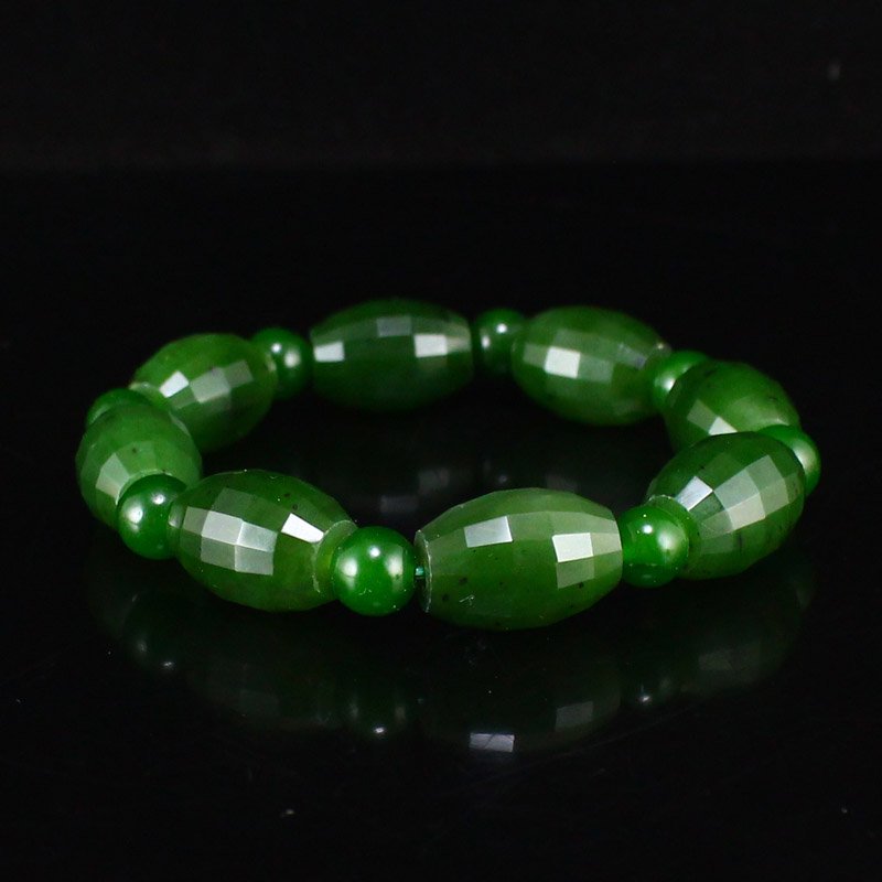 Chinese Natural Green Hetian Jade Beads Bracelet: Chinese Natural Green Hetian Jade Beads Bracelet w Certificate Dimension: 18 x 13 x 13(mm) 0.71 x 0.51 x 0.51(inches) Weight: 0.11 lbs/48.78 g The wooden stand no included.