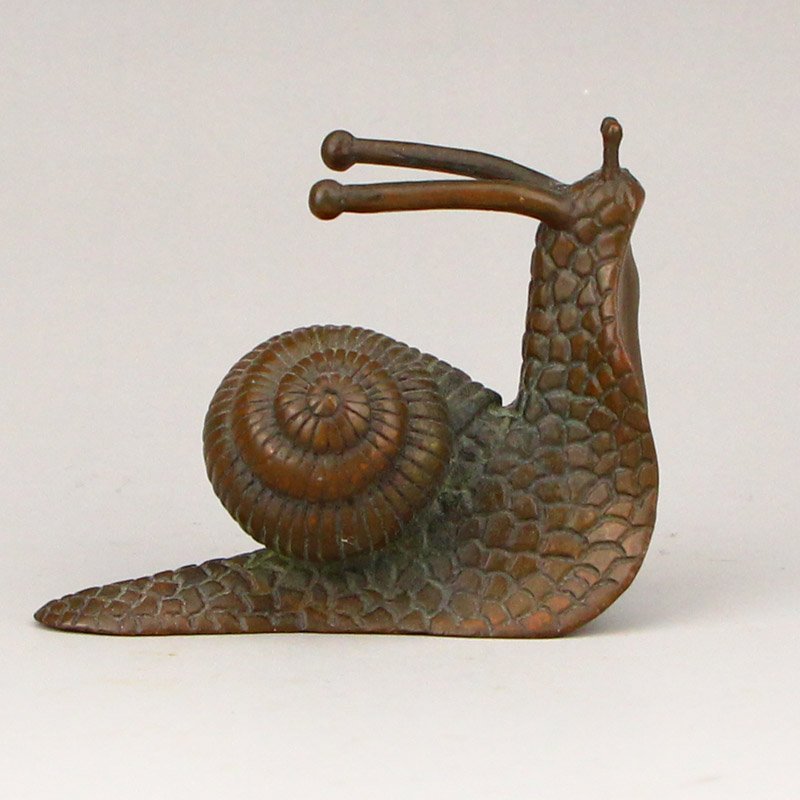 Vivid Chinese Red Copper Snail Statue (1 of 6)