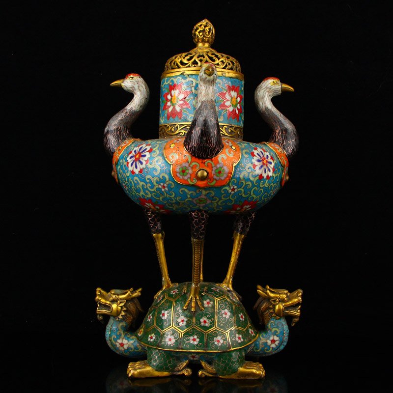 Openwork Gilt Gold Red Copper Cloisonne Incense Burner (1 of 10)