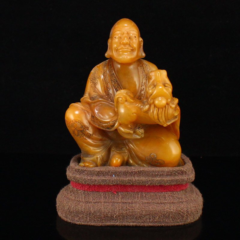 Qing Dynasty Tianhuang Stone Buddhism Arhat Statue (1 of 8)