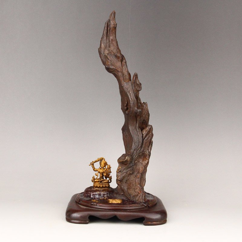 Vintage Gilt Gold Bronze Manjushri Bodhisattva Statue (1 of 9)