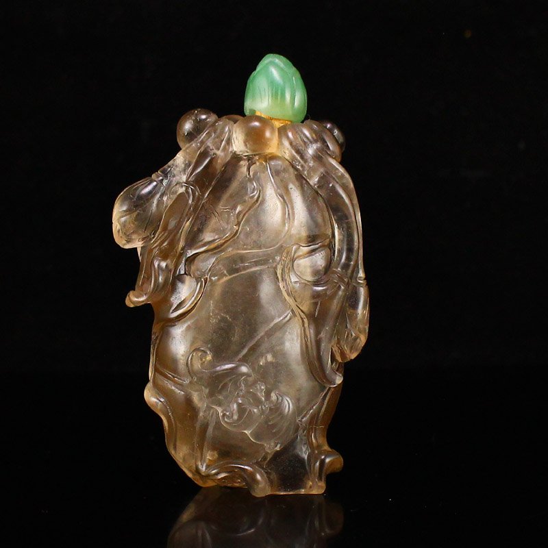 Chinese Qing Dy Crystal Lotus Leaf Snuff Bottle (1 of 6)