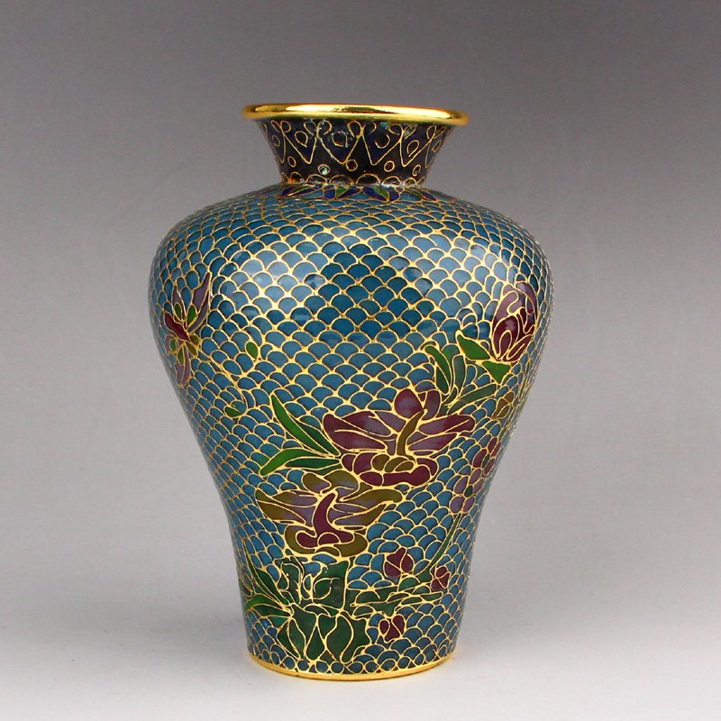 Chinese Gilt Gold Bodiless Cloisonne Flowers Vase (1 of 8)