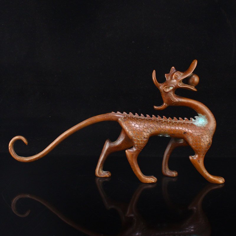 Vintage Chinese Red Copper Lucky Beast Statue (1 of 8)