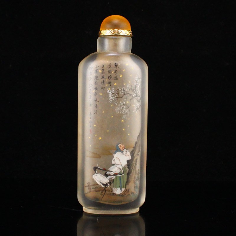 Peking Glass Inside Painting Poetic Prose Snuff Bottle (1 of 10)