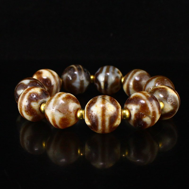 Vintage Tibetan DZI Agate Beads Bracelet (1 of 6)