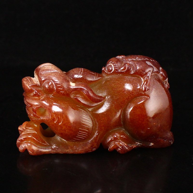 Vintage Chinese Hetian Jade Fortune Unicorn Pendant (1 of 11)