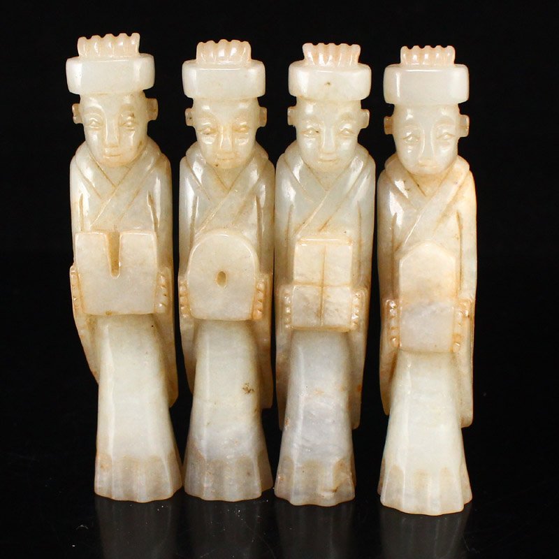 A Set Chinese Hetian Jade Figure Statues (1 of 6)